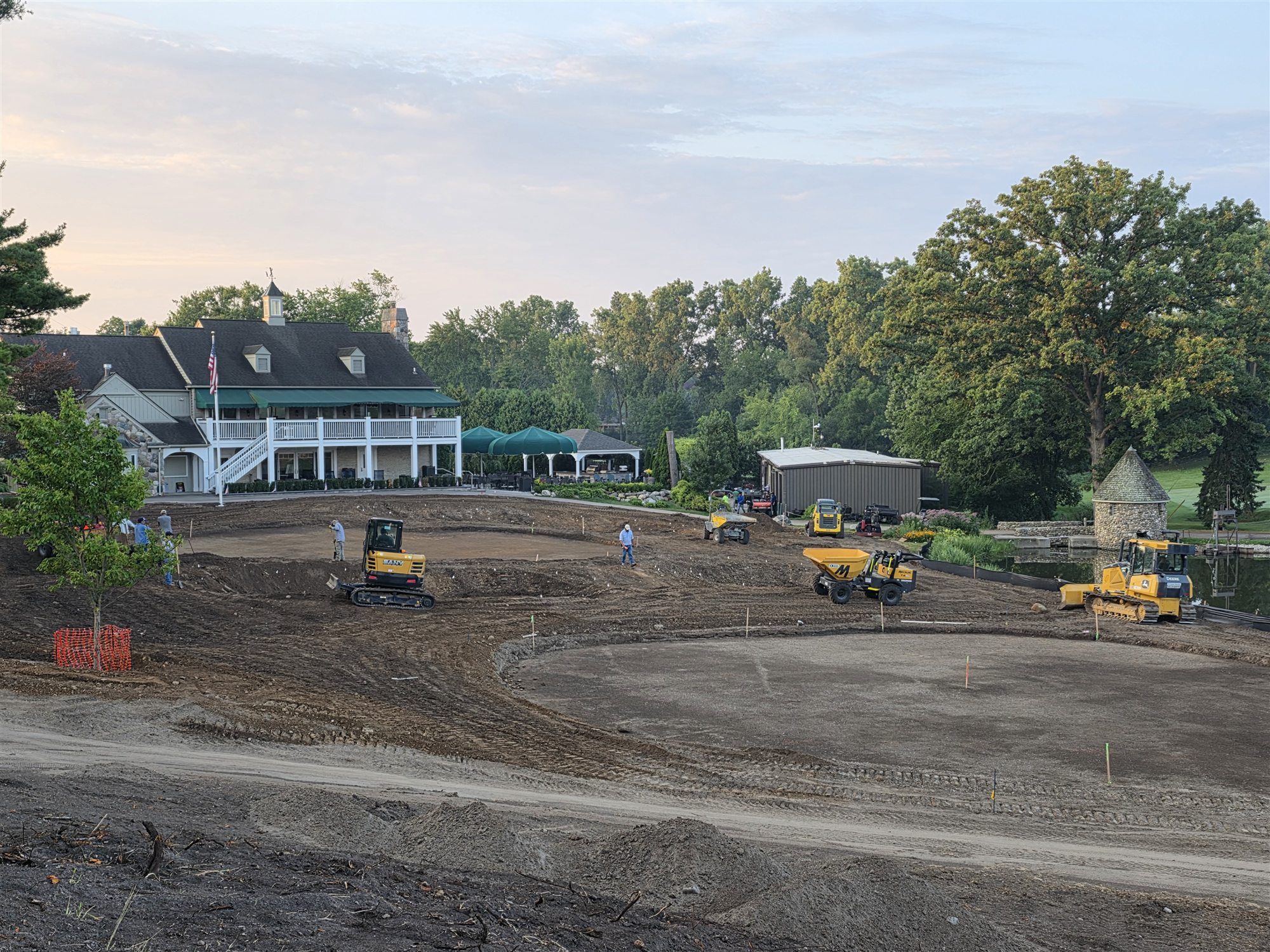 Construction equipment working near the clubhouse at Stonycroft Hills